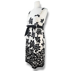 EUC Jessica Howard Sleeveless Cotton Roses Floral Dress‎ Sz. 10P White Black
